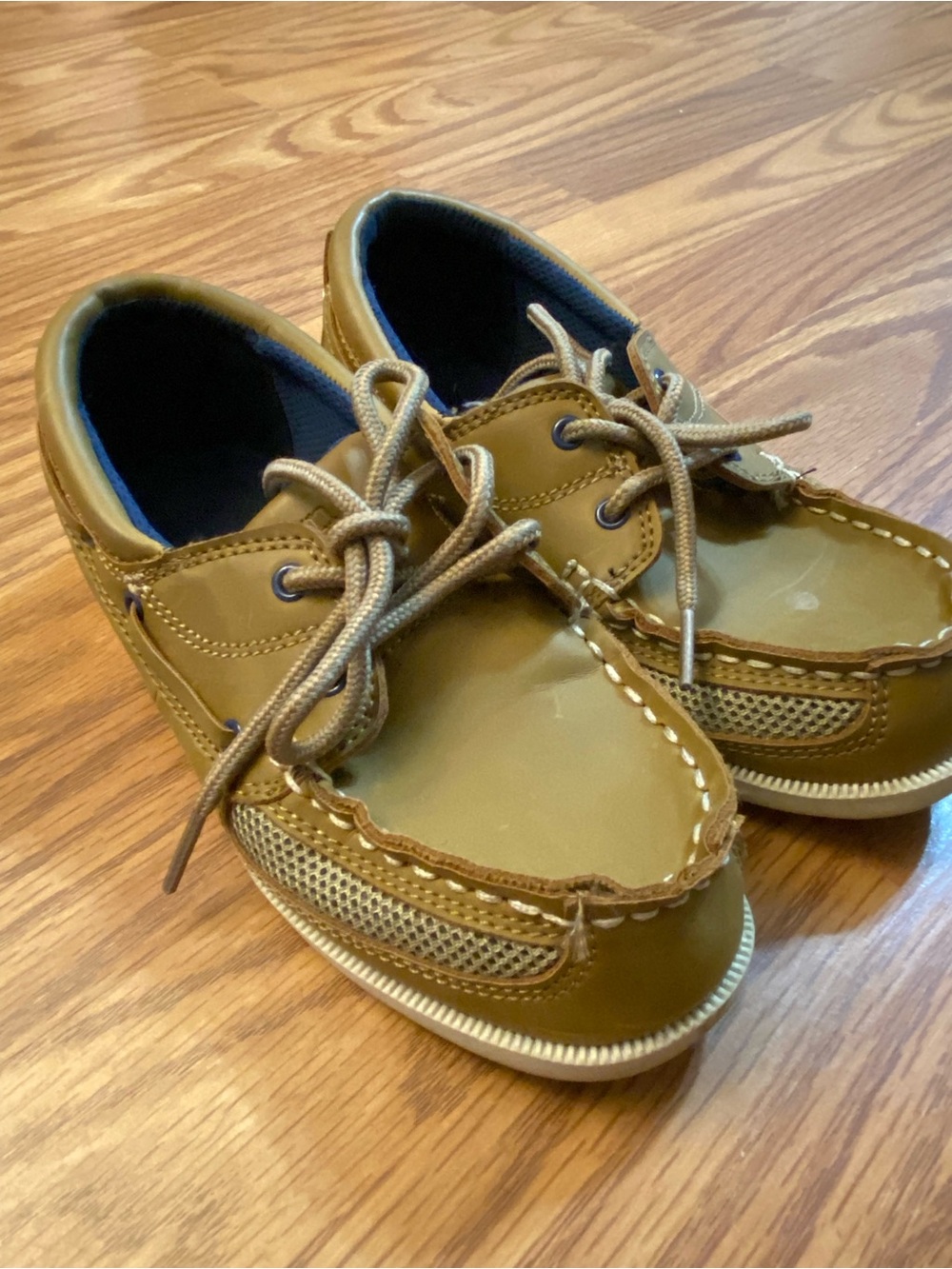 Boys Brown Boat Shoes Lace Up Mesh